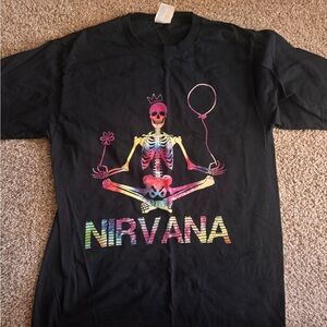NIRVANA Kids Black Tee with Multicolor Skeleton Design youth med